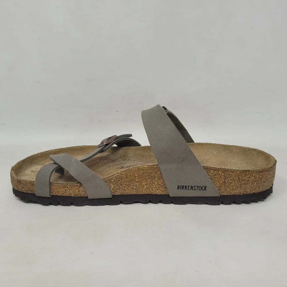 Birkenstock Mayari Sandals EU42 US9.5 Gray Birko-Flor Strappy Comfort Slip On